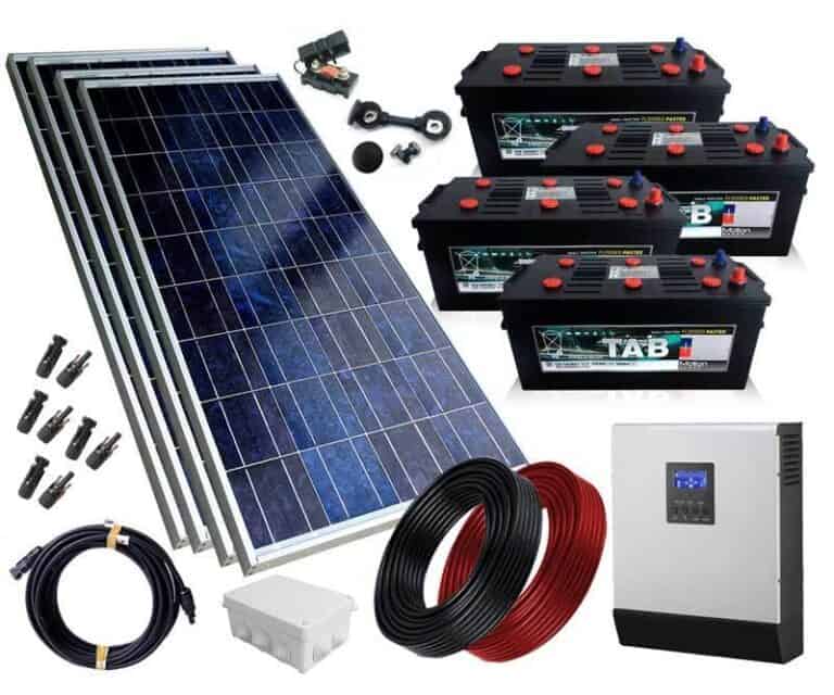 kit solar con todas sus piezas