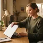 Persona cerrando el portátil para desconectar del trabajo