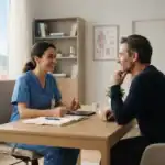Paciente en consulta con un cirujano privado en Barcelona
