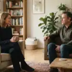 Pareja hablando sobre sus problemas de relación