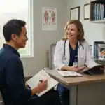 Paciente preparando preguntas durante la primera consulta con un cirujano